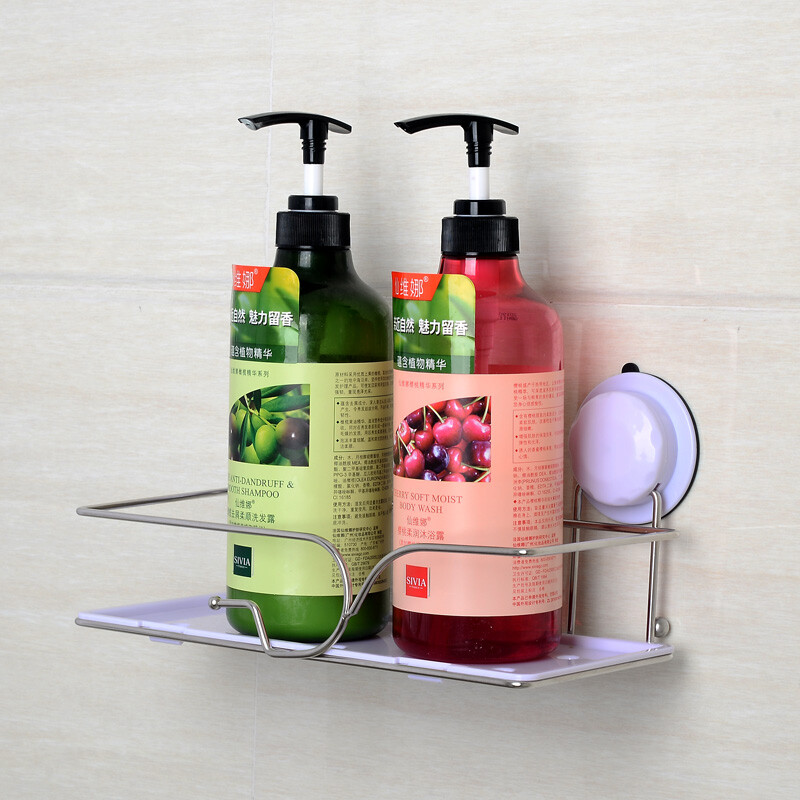 浴室收纳新选择 乐贴不锈钢免打孔置物架，轻松打造整洁空间